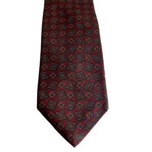 Vintage Marshall Fields Silk Neck Tie Burgundy Print